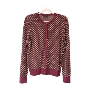 Beautiful Burgundy / gold viscose Ann Taylor Button Cardigan NWOT